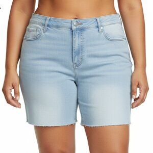 High Waist 90's Style Light Blue Denim Women's Shorts